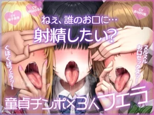 ねぇ、誰のお口に…射精したい? ぐぽぐぽフェラッ！ ヌルヌルお口セックスッ！ 童貞チンポ一本×3人フェラ（ふわふわ将軍）のパッケージ画像